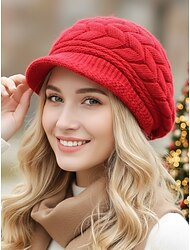 berretto caldo in maglia da donna - morbido lavorato a maglia, elegante e comodo, perfetto per Natale e per la moda invernale, disponibile in diversi colori