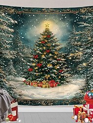 Tapiz colgante navideño, árbol de Navidad, corona navideña, cajas de regalo, gran mural de arte de pared, decoración, manta, cortina, hogar, dormitorio, sala de estar, fiesta festiva, celebración de temporada, decoración Tapiz colgante navideño, árbol de Navidad, corona navideña, cajas de regalo, gran mural de arte de pared, decoración, manta, cortina, hogar, dormitorio, sala de estar, fiesta festiva, celebración de temporada, decoración