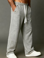 Men's Sweatpants Trousers Straight Leg Sweatpants Drawstring Pocket Elastic Waist Plain Comfort Sports Outdoor Daily Fashion Casual Black Gray Micro-elastic