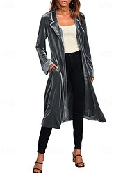 Per donna Trench Blazer di velluto Caldo Confortevole Tasca Apertura anteriore Casual Semplice Vacanza Abbigliamento quotidiano Weekend Lungo Bavero Vestibilità regolare Manica Lunga Capispalla Nero Per donna Trench Blazer di velluto Caldo Confortevole Tasca Apertura anteriore Casual Semplice Vacanza Abbigliamento quotidiano Weekend Lungo Bavero Vestibilità regolare Manica Lunga Capispalla Nero