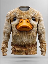 Dámské Svetrová mikina Grafika Zvíře Na běžné nošení Dlouhý rukáv Tričkový Běžné topy ulice Ležérní Dovolená Tisk Žlutá Oranžová Hnědá Béžová Jaro Podzim Zima