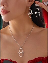 Rosa Weihnachtsbaum-Schmuckset für Damen, Emaille-Halskette und Ohrringe in Goldton, festliches Urlaubsaccessoire für Winterpartys, Geschenke &Outfits