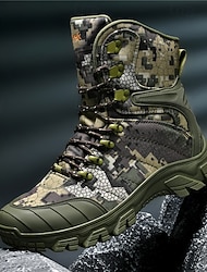 Men's Camouflage Tactical Combat Boots with Waterproof Fabric and Anti-Slip Sole, Military-Style Outdoor Boots for Hiking, Camping and Survival Training
