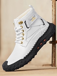 Herren Stiefel Retro Übergrössen Spaziergang Lässig Täglich PU Leder Bequem Kniehohe Stiefel Schnürung Rot Braun Schwarz Weiß