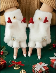 Plüschhandschuhe für Damen als Weihnachtsgeschenk, mehrfarbig, flauschig weiches Material mit Rentiergeweih-Design, ideal für den täglichen Weg zur Arbeit und die Weihnachtsfeierlichkeiten