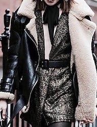 Dames Jas van imitatieleer Winterjas Fleecejack Houd Warm Comfortabel Vetoketju Zak Modieus Casual Effen Vakantie Straat Casual Alledaagse kleding Normaal Strijkijzer Normale pasvorm Lange mouw