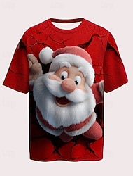 Men's T Shirt Tee Christmas Shirt Short Sleeve Shirt Short Sleeve Crew Neck Summer Spring Santa Claus Fashion Designer Basic Print Christmas Vacation Street Blue Red Dark Blue Top Tee for Men