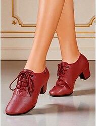 scarpe da ballo professionali da donna con lacci neri - comode scarpe con tacco in similpelle per la pratica latina, per sala da ballo, allenamento e performance