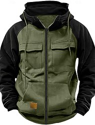 Herr Huvtröja Huvtröja med dragkedja Taktisk hoodie Blå Vinrött Svart Armégrön Kaki Huva Slät Dagligen Taktisk Sport & Utomhus Polyester Streetwear Häftig Ledigt Vinter Vår & Höst Kläder Pull Tröjor