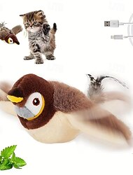 giocattolo ricaricabile per uccelli che squittisce per gatti &cani - design in piuma artificiale resistente con effetto sonoro realistico, ricaricabile tramite USB, tutte le taglie di razza,