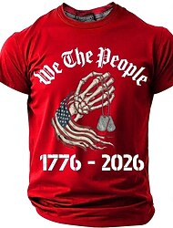 4:e juli 2026 250:e minnesdagen Herrars 3D-utskrift amerikanska flaggan crew neck kortärmad T-shirt avslappnad gata