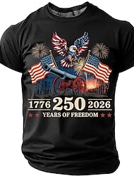 2026年7月4日 250周年記念日 メンズ 3Dプリント USフラッグ クルーネック 半袖 Tシャツ デイリーストリート