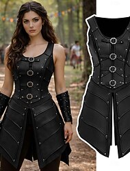 Medieval Renaissance Dress Armor Vest Warrior Shieldmaiden Barbarian Fancy Dress Women's Viking Fantasy Halloween Carnival Performance LARP Ren Faire Adults' Dress