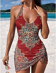 Per donna Costumi da bagno Tankini Gonna Costume da bagno All'americana Elegante Vacanza Floreale Grafico Tuffo Senza Maniche Costumi da bagno