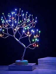 Decoración de habitación, lámpara de bonsái de mesa con 108 LED, lámpara de árbol artificial DIY, funciona con pilas o USB, lámparas estéticas para sala de estar, dormitorio, regalos navideños para el