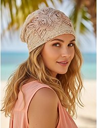 Pălărie boho din dantelă pentru femei, poliester ușor și respirabil, multicoloră, cu imprimeu floral 3D, ținută elegantă de vacanță și casual, perfectă pentru călătorii și ținute de zi cu zi