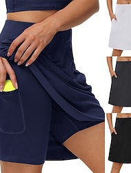 Naisten Yhtenäinen Rento hame Tennishameet shortsien kanssa Sivutaskut Nopea kuivuminen Tennis Golf Pickleball Puute Tumman harmaa Musta Valkoinen Tennisvaatteet