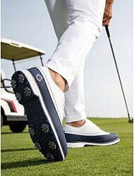 Miesten valkoiset ja ruskeat golfkengät, nahkapäällinen, kevyt iskunvaimennus, liukumaton pohja, ihanteelliset golfkentälle ja ulkoiluun