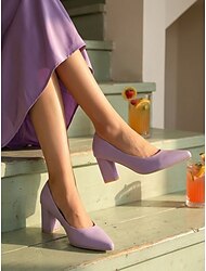 Pantofi eleganți de damă, culoare lavandă și violet - tocuri bloc cu vârful ascuțit, confortabile, pentru birou, casual, de zi cu zi &ținute de primăvară/vară