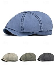 メンズ ウォッシュドコットン ニュースボーイキャップ、マルチカラー 調節可能 アイビー フラット ベレー帽 旅行、休暇、アウトドア活動、普段着に最適