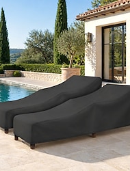 Wasserdichte Schutzhülle für Gartenliegen, 2er-Packung Schutzhüllen für stapelbare Gartenkissen und Gartenmöbel, 203 x 76 x 66 cm (80 x 30 x 26 Zoll), schwarz