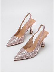 Damskie różowe czółenka na wysokim obcasie z odkrytym piętą – eleganckie buty wieczorowe na koktajle