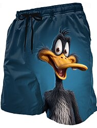 Herren Lustig Ente Comic-Tiere Badehosen Badeanzüge Badeshorts Boardshorts Mittlere Taille Hawaiianisch Strandurlaub Seitentaschen Netzfutter Elastischer Kordelzug in der Taille Designer Bekleidung