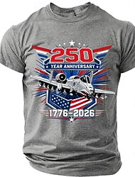 4. Juli 2026 250. Herren US Flagge 1776 T Shirt Kurzarm T-Shirt 3D-Druck Rundhalsausschnitt Hemd Patriotisch Täglich Festival Blau Schwarz Dunkelblau Sommer Frühling Bekleidung S M L XL XXL XXXL