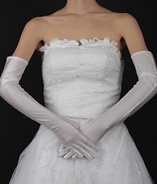 cheap -Cotton / Satin Wrist Length / Opera Length Glove Charm / Stylish / Bridal Gloves With Embroidery / Solid Wedding / Party Glove