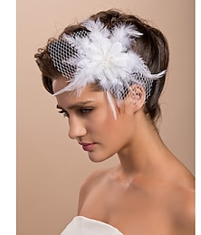 baratos -lindo pena tule flor de noiva do casamento / corpete / headpiece