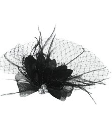 ieftine -pălărie Kentucky Derby tul / cristal / diademe coroană cu pene / voaluri tip cușcă de păsări cu 1 bucată cască de nuntă / petrecere / seară