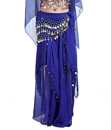 cheap -Belly Dance Skirt Coin Beading Draping Women's Training Natural Chiffon / Ballroom