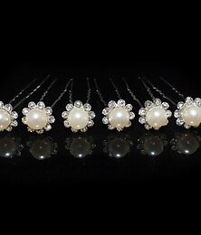 cheap -Beautiful Six Pieces Alloy Wedding Bridal Hairpins With Rhinestones And Imitation Pearls