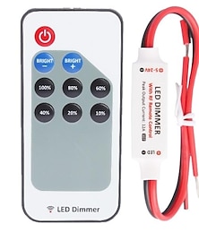 abordables -Zdm 1 unid 9 teclas inalámbrico mini controlador de control remoto dimmer rf control remoto para 5050 3528 de un solo color led luz de tira dc5-24v 12a