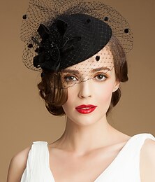 billige -fascinators Hatter Hodeplagg Ull tallerkenhatt Pillebokshatt Kentucky Derby Hesteløp Damenes dag Melbourne Cup cocktail Elegant Med Sløyfe Perlearbeid Hodeplagg Hodeplagg