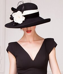 levne -Wool klobouky s květinou 1 ks neformální Kentucky dostihy pokrývka hlavy Melbourne Cup klobouky pokrývka hlavy abyste udělali dojem závodní den