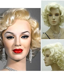 economico -parrucca anni ruggenti parrucca sintetica riccia parrucca riccia bionda corta bionda chiara capelli sintetici 4 pollici parrucca da carnevale da donna biondo argento strongbeauty