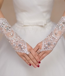 cheap -Lace Elbow Length Glove Bridal Gloves / Party / Evening Gloves / Flower Girl Gloves With Rhinestone / Sequin Wedding / Party Glove