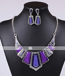 abordables -Cristal Parure de Bijoux Soirée Gros Fantaisie dames Simple Rétro Vintage Le style mignon Zirconium Des boucles d'oreilles Bijoux Violet / Rouge / Bleu Pour Soirée / Boucles d'Oreilles