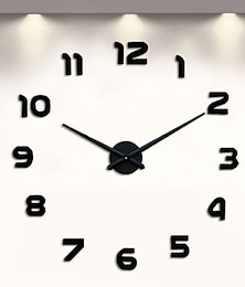 levne -bezrámové kutilské nástěnné hodiny, 3d nástěnné hodiny velké tiché samolepky na zeď do obývacího pokoje, ložnice, bytové dekorace (černé) 120x120cm