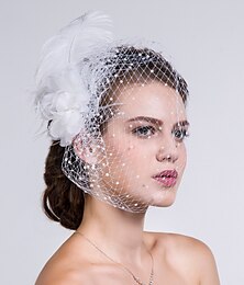 economico -Fascinators kentucky derby cappello piuma / tessuto / copricapo in rete / veli gabbia per uccelli con matrimonio floreale 1pc / copricapo casual