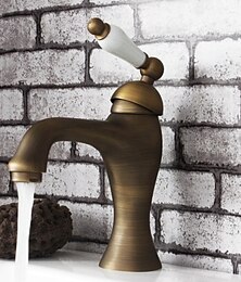 abordables -robinet d'évier de salle de bain en laiton antiquerobinet rotatif en céramique mitigeur robinets de bain à un trou avec interrupteur chaud et froid