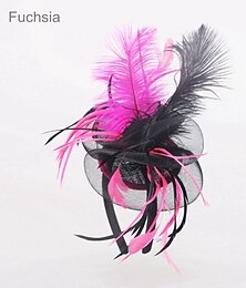 preiswerte -Fascinator Feder Zylinderhut Cocktail Hochzeit Royal Astcot Romantisch Braut Britisch Mit Kopfschmuck Kopfbedeckung
