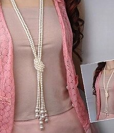 voordelige -Y Ketting Parel Parel Imitatieparel Dames Dames Aziatisch Modieus Meerlaags Lasso Knoop Kettingen Voor Feest Casual Dagelijks / gelaagde Kettingen / lange ketting / Parelketting
