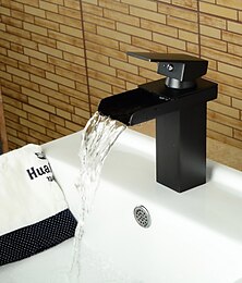 abordables -robinet de lavabo de salle de bain, ensemble central en bronze huilé à cascade, robinets de bain à une poignée et à un trou avec interrupteur d'eau chaude et d'eau froide