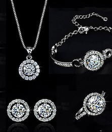 ieftine -Seturi de bijuterii Lănțișor For Pentru femei Diamant sintetic moissanite Petrecere Nuntă Zi de Naștere Cristal Zirconia cubică Solitaire Rundă HALO / Cercei / Brățară / Inel / Cadou / Casual