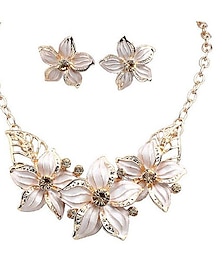 cheap -Jewelry Set Necklace / Earrings For Women's Synthetic Diamond Party Wedding Casual Alloy Flower Gold / Daily