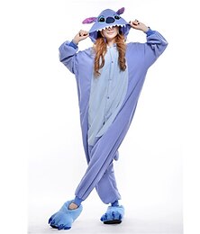 cheap -Adults' Kigurumi Pajamas Monster Blue Monster Animal Patchwork Onesie Pajamas Pajamas Funny Costume Polar Fleece Cosplay For Men and Women Halloween Animal Sleepwear Cartoon