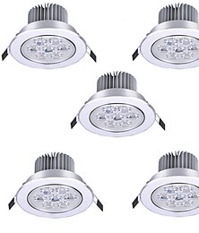levne -5ks 7 W LED bodovky LED Ceilling Light Recessed Downlight 7 LED korálky Vysoce výkonná LED Ozdobné Teplá bílá Chladná bílá 175-265 V / RoHs / 90