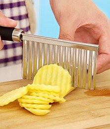 cheap -Potato Cutter Wave Edged Tool Stainless Steel French Fry Cutter Serrated Blade Cutting Tool